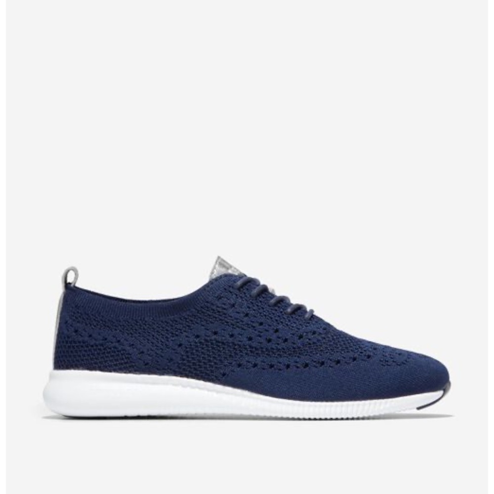 Cole Haan Women’s Zero Grand StitchLite Wingtip Oxfords Blue Knit NEW!